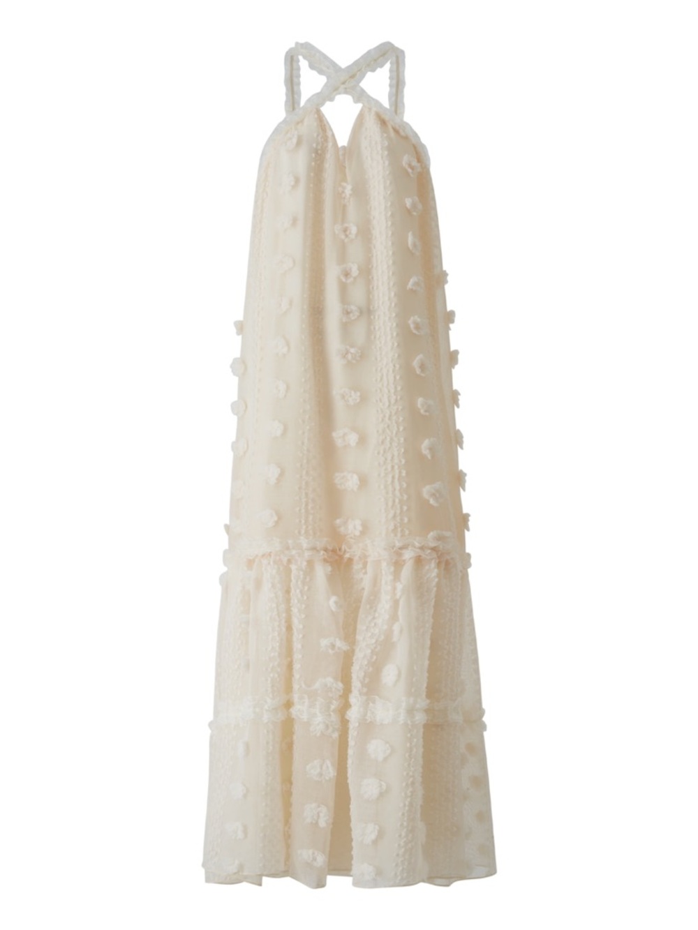 Women's Cream Halter Maxi Dress - Beach-Ready Summer Style - Picture 2 of 2